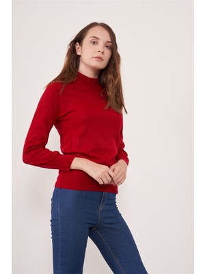 Miyamira Çetinkaya Miyamira 2254 Dik Yaka Basic Triko Kırmızı