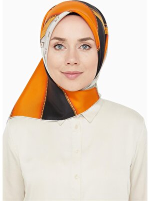 Levidor Turuncu Twill Saf Ipek Eşarp