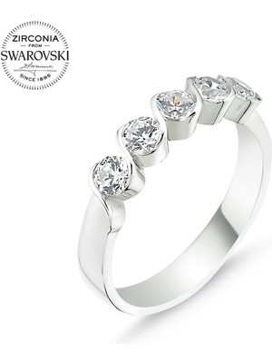 Silverlina Gümüş Swarovski Zirconia Taşlı Beştaş Yüzük