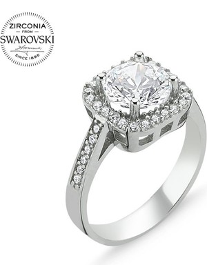 Silverlina Gümüş Swarovski Zirconia Taşlı Tektaş Yüzük