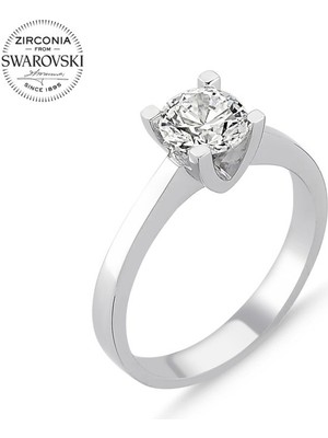 Silverlina Gümüş Swarovski Zirconia Taşlı Tektaş Yüzük