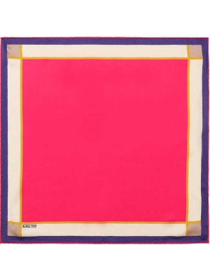 Bursa İpek Fuşya Geniş Bordürlü Düz Ipek Mendil
