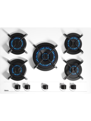 Teka - Gbc 75030 Kbc Wh - Ankastre Exactflame Teknolojili Kristal Wok Gözlü Cam Gazlı Ocak - Döküm Izgara - Beyaz - 70 cm - 112580053