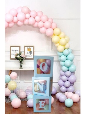 Kidspartim Şeffaf Kutu One Yazılı Harf Mavi 25 cm