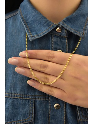 Papatya Silver 925 Ayar Altın Kaplama Kadın Figaro Gümüş Zincir Kolye