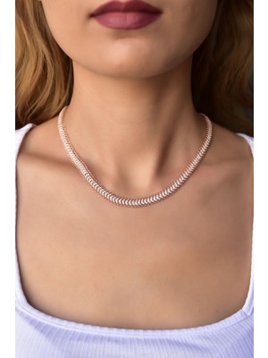 Papatya Silver 925 Ayar Gümüş Rose Kaplama Taşlı Tasarım Kolye