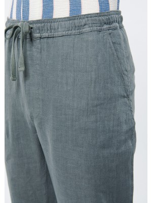Mavi Yeşil Keten Jogger Pantolon