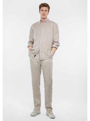 Mavi Erkek Bej Keten Jogger Pantolon 0010153-70145