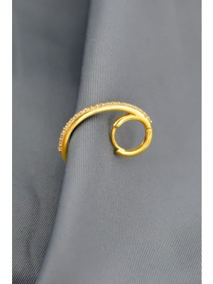 Papatya Silver 925 Ayar Gümüş Altın Kaplama Sıra Taş Detaylı Küpe