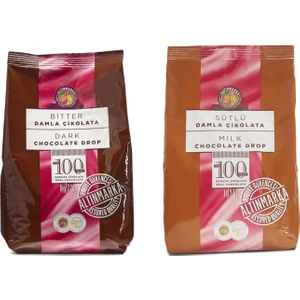 Sütlü Damla Çikolata 1Kg ve Bitter Damla Çikolata 1Kg