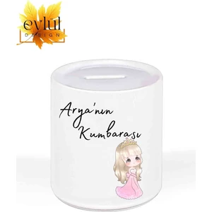 Eylül Design Kişiye Özel Isim Yazılı Kız Çocuğu Özel Tasarım Baskılı Seramik Kumbara Açılabilir Kumbara