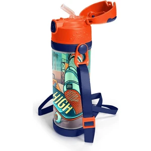 Coral High Kids Civit Neon Turuncu Kaykay Desenli Pipetli Çelik Termos 500 ml 11923