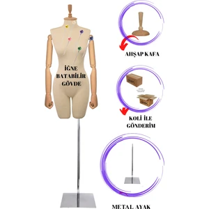 Manken İstanbul Pantalon Giyebilen Iğne Batabilen Ahşap Kollu Terzi Mankeni Vitrin Mankeni