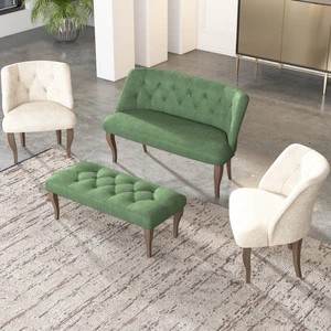 Gadahome Çay Seti Koltuk Takımı, Salon Balkon Takımı(2+1+1+Puf Ceviz Ayak)