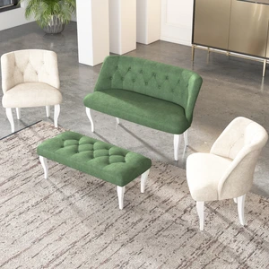 Gadahome Çay Seti Koltuk Takımı, Salon Balkon Takımı(2+1+1+Puf Beyaz Ayak)