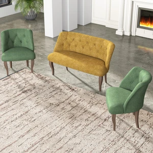 Gadahome Çay Seti Koltuk Takımı, Salon Balkon Takımı(2+1+1 Ceviz Ayak)