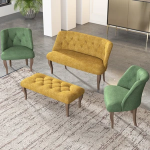 Gadahome Çay Seti Koltuk Takımı, Salon Balkon Takımı(2+1+1+Puf Ceviz Ayak)