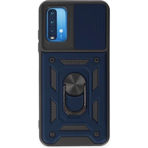 Aqua Aksesuar Xiaomi Redmi 9t Kılıf Kamera Korumalı Sürgülü Yüzüklü Armor Military Zırh Tank