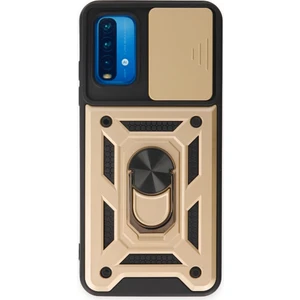 Aqua Aksesuar Xiaomi Redmi 9t Kılıf Kamera Korumalı Sürgülü Yüzüklü Armor Military Zırh Tank