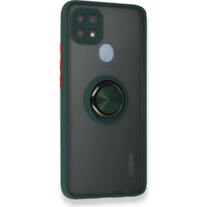 Aqua Aksesuar Oppo A15 Kılıf Standlı Yüzüklü Buzlu Tasarım Arka Kapak