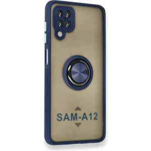 Aqua Aksesuar Samsung Galaxy A12 Kılıf  Standlı Yüzüklü Buzlu Tasarım Arka Kapak