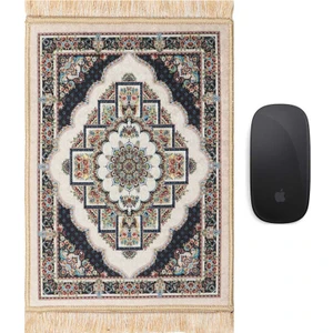 Bursa İpek Bej Dekoratif Küçük Halı Mousepad