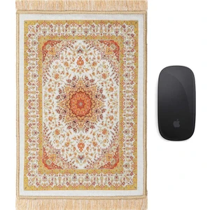 Bursa İpek Hardal Dekoratif Küçük Halı Mousepad