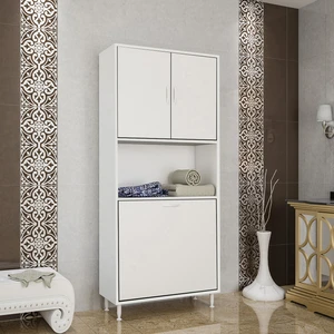 Modilayn 2 Kapaklı Sepetli ve Tek Gözlü Banyo Dolabı