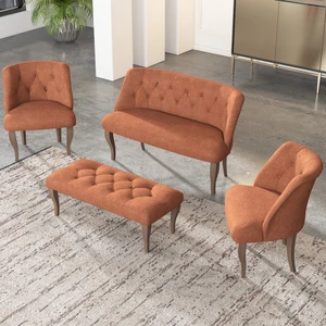 Gadahome Çay Seti Koltuk Takımı, Salon Balkon Takımı(2+1+1+Puf Ceviz Ayak)