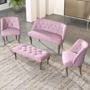 Gadahome Çay Seti Koltuk Takımı, Salon Balkon Takımı(2+1+1+Puf Ceviz Ayak)