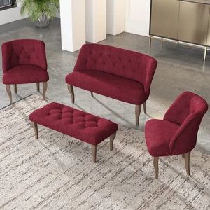 Gadahome Çay Seti Koltuk Takımı, Salon Balkon Takımı(2+1+1+Puf Ceviz Ayak)