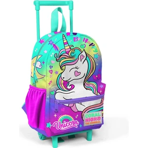 Coral High Minik Yuva Çekçekli Sırt Çantası Lavanta Su Yeşili Unicorn Desenli Iki Bölmeli 24029