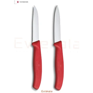 Evrekala Shop Bıçak Seti Victorinox Kırmızı Tırtıklı ve Düz Knife Red Set
