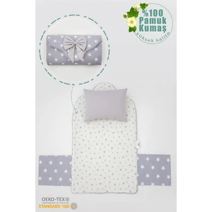 Mordesign Çantalı Bebek Alt Açma Pedi/minder, Elyaf Dolgulu, Pamuklu Kumaş, Yıldız Desen