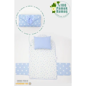 Mordesign Çantalı Bebek Alt Açma Pedi/minder, Elyaf Dolgulu, Pamuklu Kumaş, Yıldız Desen