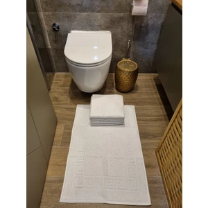 Meyn Collection 50 x 70 cm 4'lü Ayak Desenli Grek Çerçeveli Banyo Paspası, Beyaz