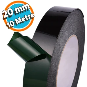 Çift Taraflı Köpük Bant Eva Montaj Bandı Yapıştırıcı Siyah 20 mm x 10 Metre