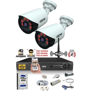 2 Kameralı 1080P Full HD Güvenlik Sistemi – IP66 Su Geçirmez, Gece Görüşlü, Telefon ve PC’den Canlı İzleme, H.265 Kayıt