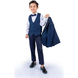 Mnk Baby & Kids Simli Ceketli Yelekli Erkek Çocuk Damatlık Takım MNK0501