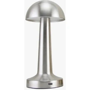 Crystal Palace Masa Üstü Lamba - Ledli Masa Lambası - Şarjlı Mantar Gece Lambası LED Abajur - Gümüş Krom  25CM