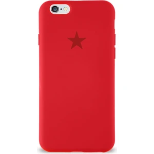 Apple iPhone 6 ile Uyumlu Kapak Yıldız Logolu Içi Kadife Lansman Silikon Kılıf - Kırmızı