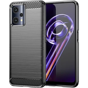 Realme 9 Pro Brushed Carbon Fiber Silikon Kılıf - Siyah AL3332