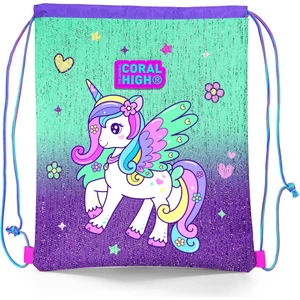 Coral High Kids Mor Su Yeşili Unicorn Desenli Ipli Büzgülü Sırt Çantası 22691