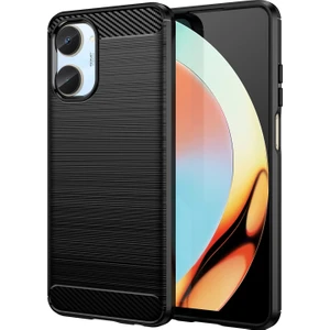 Realme 10 4g Brushed Carbon Fiber Silikon Kılıf - Siyah AL3332