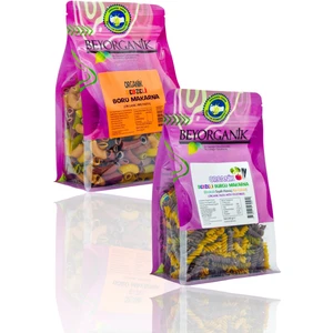 Organik Sebzeli Makarna Seti 2'li (Organik Boru Makarna - Sebzeli Burgu Makarna 240 gr