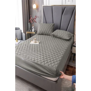 NART HOME  Kapitoneli Yatak Koruyucu Fitted Alez  Seti Gri Renkli Kapitoneli Çarşaf  Yastıklı Set