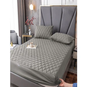 NART HOME  Kapitoneli Yatak Koruyucu Fitted Alez  Seti Gri Renkli Kapitoneli Çarşaf  Yastıklı Set