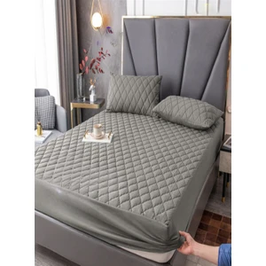 NART HOME  Kapitoneli Yatak Koruyucu Fitted Alez  Seti Gri Renkli Kapitoneli Çarşaf  Yastıklı Set