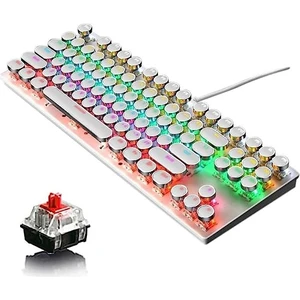 Leaven K550 Kablolu Klavye Daktilo Tarzı Su Geçirmez LED Rgb Gökkuşağı Renler Mekanik Oyuncu Işıklı Klavye Ergonomik Tasarım Rahat 150CM Kablo Uzunluğu Kullanım Bilgisayar Pc Için
