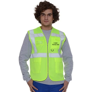 Baskılı Mühendis Yeleği Yeşil Medium